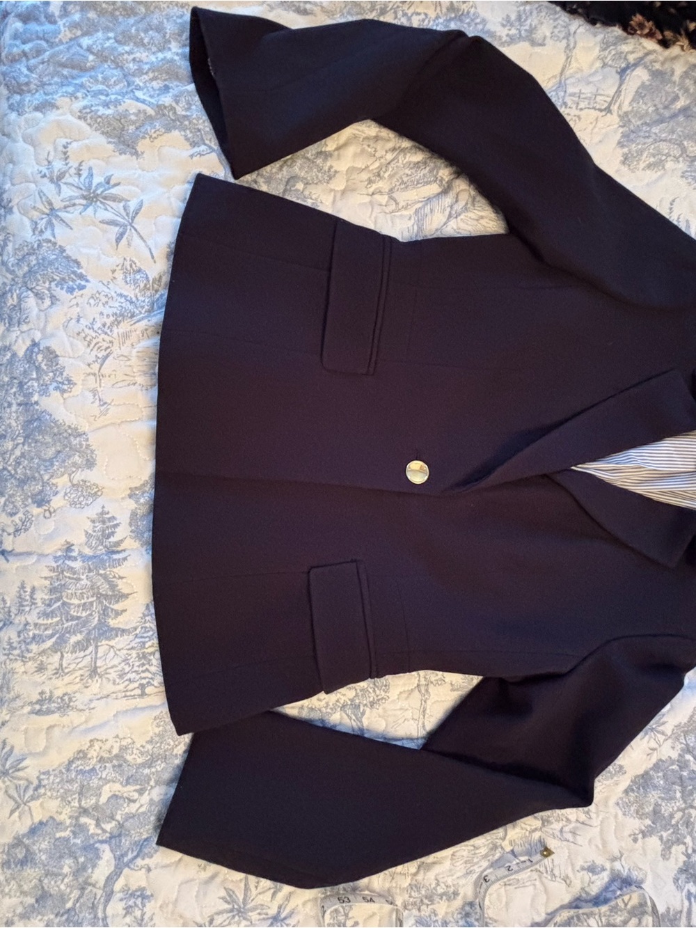 J. Crew Navy Blazer sz 8 Mayfair Classic Tailored Jacket gold 1-button preppy - Picture 6 of 16